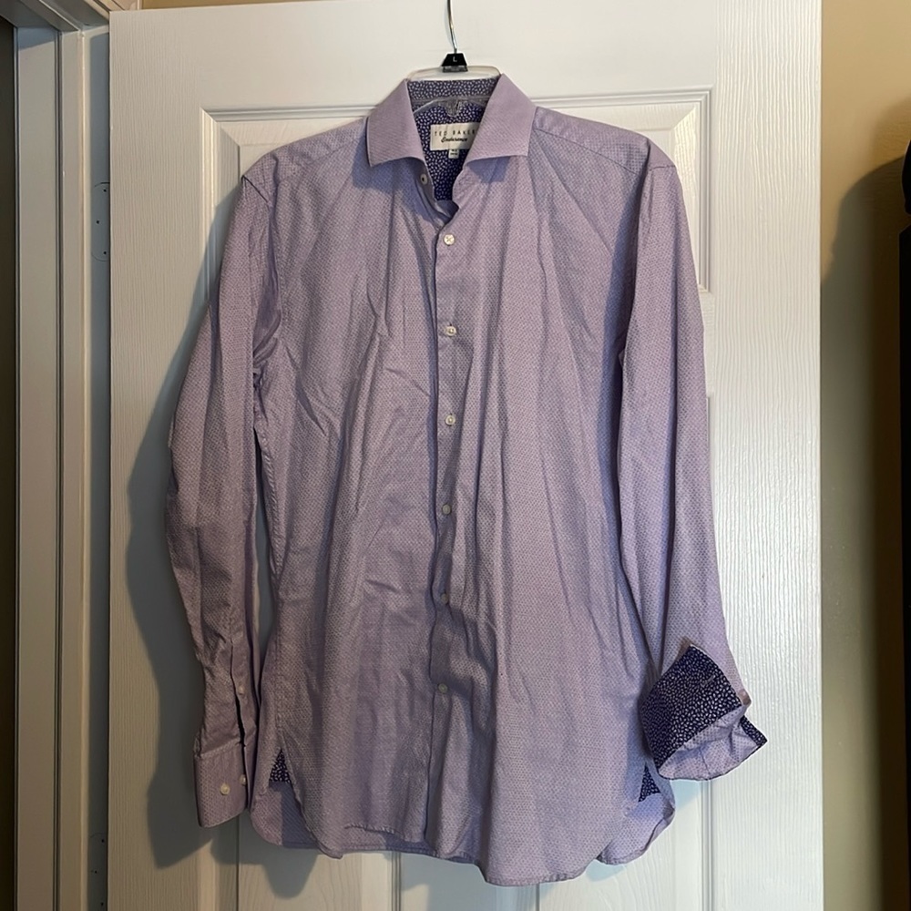 Ted Baker Endurance mens purple long sleeve dress shirt size 15.5 34/35